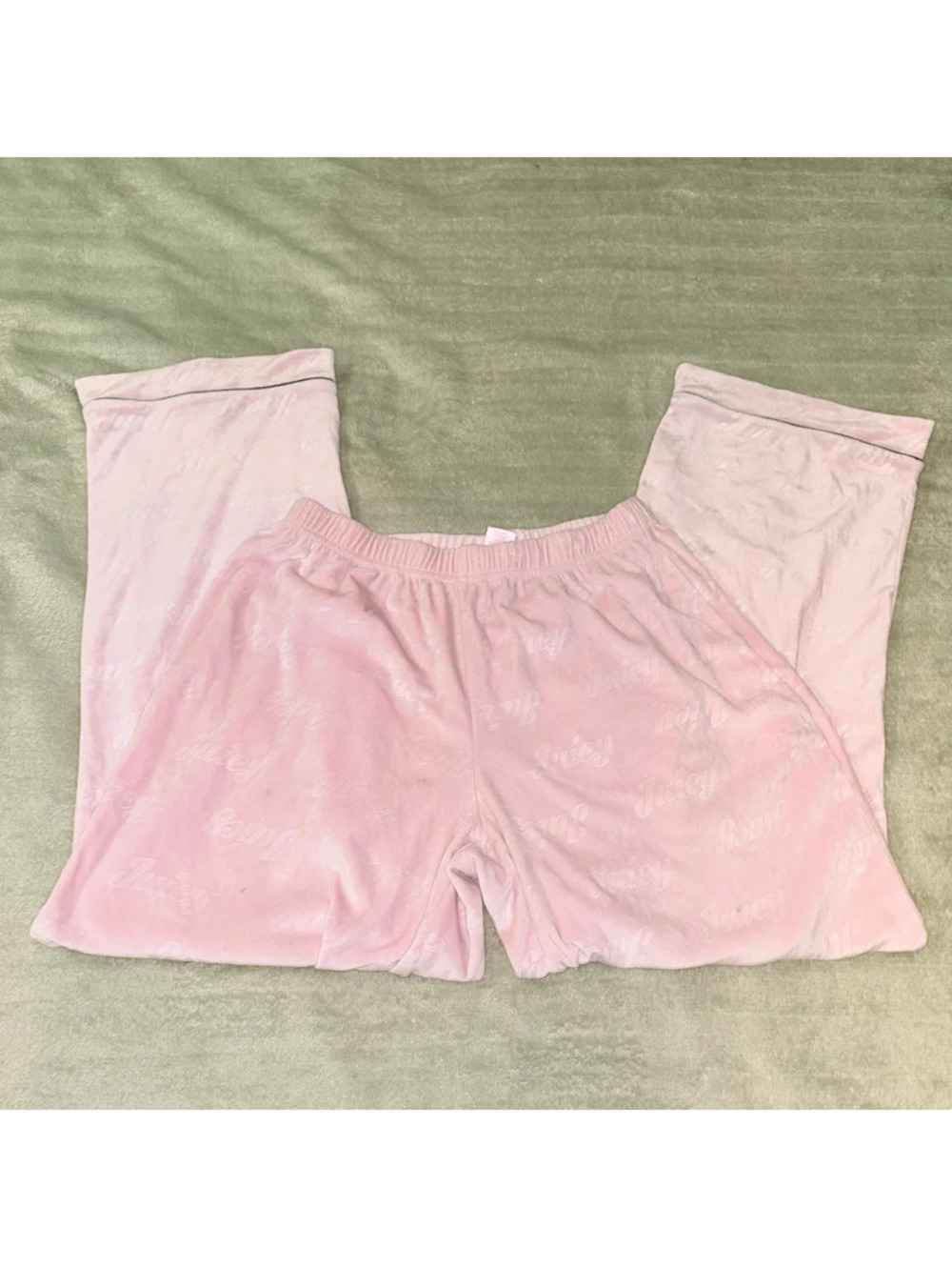 Baby pink Y2K velvet juicy couture wide leg sweatpants